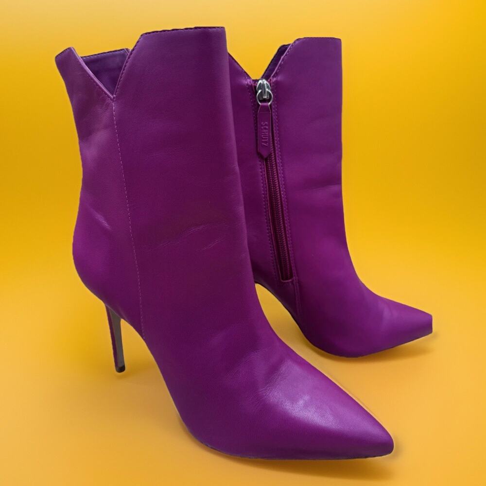 Schutz Leather Ankle Boots | Fuchsia | Worn Once | Baddie | Glam | Festival